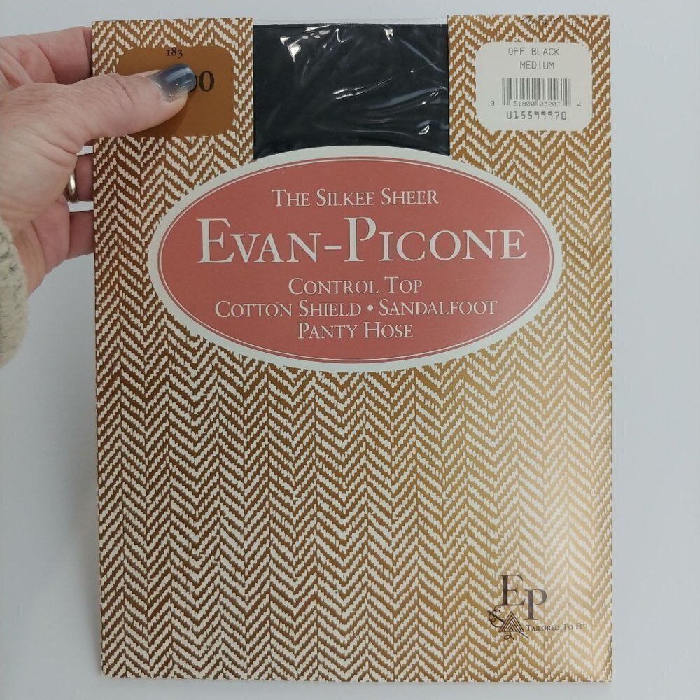 Evan-Picone Vintage NWT The Silkee Sheer Control Top Pantyhose Off Black M